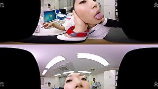 Virtual reality with three Asian babes (POV foursome)