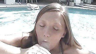 Cute girlfriend sucks dick outside