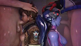 Tracer And Widowmaker Face Fucked