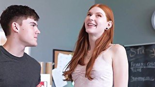 Sex of redhead and bestie's stepbrother in classroom