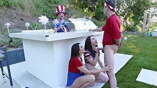 4th of July foursome party for the girls to reach their orgasm