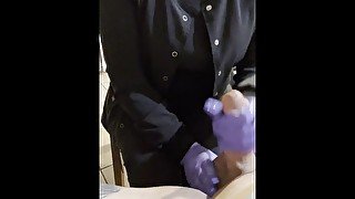 Handjob with Gloves Cum all over my Scrubs