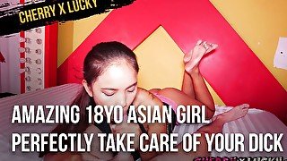 Amazing 18yo Asian girl perfectly take care of your dick