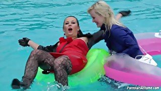 Naughty porn girl have fun in the pool