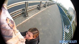 very public blowjob on the bridge and on the playground (POV)