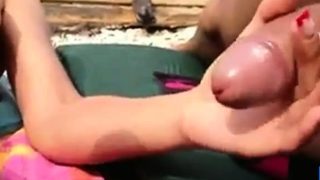 Eating Cum On The Beach