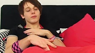 Cute twink jacking and stroking his cock