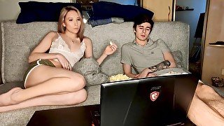 Young Step sister seduced by her Step brother on real homemade Russian porn anal...