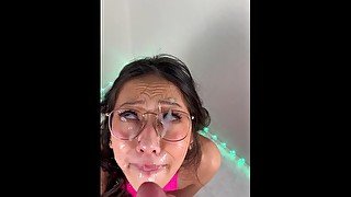 Lily the tiny asian takes massive facial