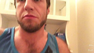 Hairy Cock Rub-Out On Toilet