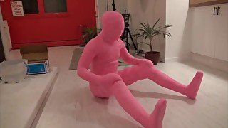 Girl Completely Encased In Pink Body Cast