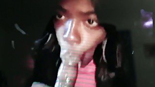 Chocolate nympho is sucking my delicious dick like a true champ