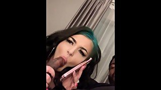 Cheating teen give blowjob while on the phone with husband! only fans  @black_jeezuss