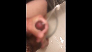 Japanese boy cum in the shower room.