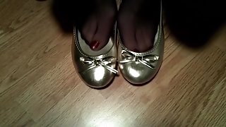 Gold ballet flats