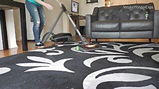 Vacuum of my filthy rug, suctioning the floor corners & fabric stool covered in kitty hair