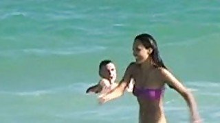 Jessica Alba - Purple Bikini Beach Voyeur