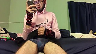 Femboy jerks off for you