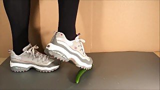 She crushed a cucumber with skechers sneaker