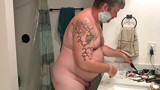 Step dad Bod Shaving Face And Crotch