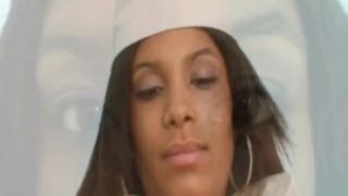 Black nurse Manuela speculum and dildo masturbation