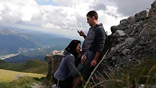 Outdoor fuck public blowjob cum in face caugh by tourist's amature public