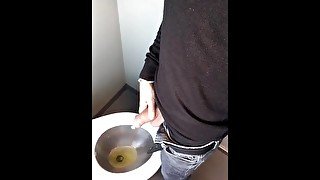 Piss with low hanging balls on the train toilet