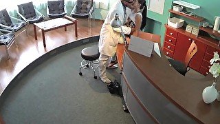 FakeHospital Sexy patient bent over the receptionists desk and fucked from behind