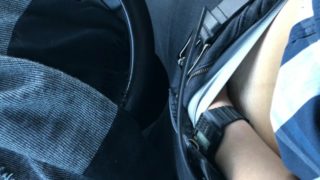 Car Masturbation with Stripped Shirt and Retro Watch