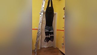 Hand - Suspension Bondage In Pantyhose And Hot Pants