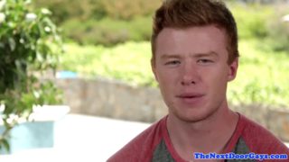 Ginger stud flexing before jerking his dick