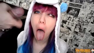 Kawaii unicorn swallows cum