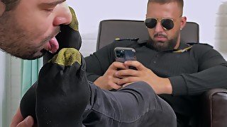 Nasty video of a dude licking feet of his gay lover on the chair