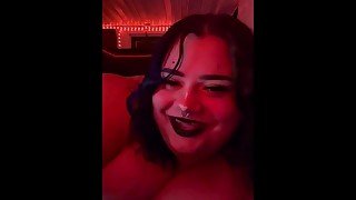 SSBBW Sucks Purple Dildo