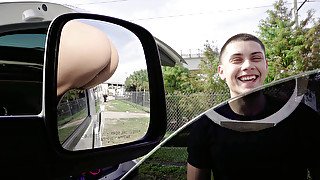 Abella Danger seduces the stranger, hanging her ass out of the window