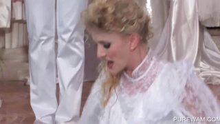 WAM lesbo in bride dress gets wet