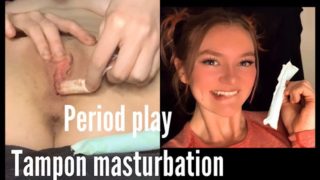 Period masturbation with tampon play and insertion! Sexy white babe Emily R