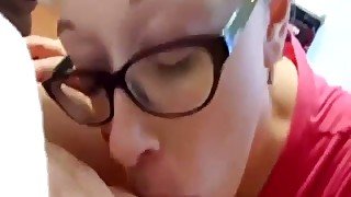 Damn I need this four eyed cocksucker on my dick and this slut has no shame