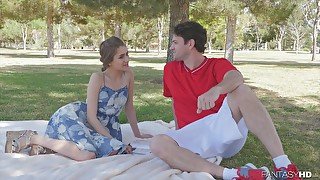 Sensual hottie Rebel Lynn is having dirty outdoor sex in the park