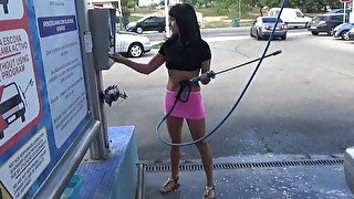 Public Car Wash Masturbation on a Busy Street