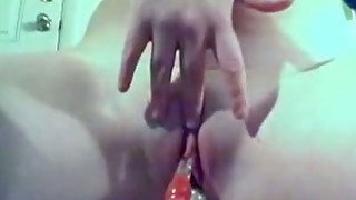 Adorable brunette drills her juicy pussy with her dildo