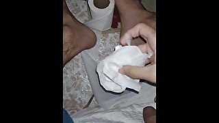 Creampie cock being cleaned with paper Messy cumshot