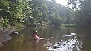 Naked in Nature 13: Massive cumshot in the Creek!