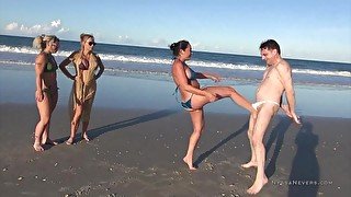 Public Beach Ballbusting Goddess Adara Jordin, Taylor Knight, Nyssa Nevers & Andrea Dipre