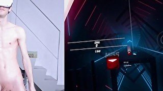 playing beat saber naked