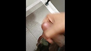 Jerking off in office bathroom