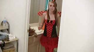 Light haired Halloween chick needs to suck tasty dick for cum