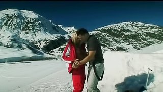 Stunning Blonde Slut Outdoor Blowjob and Snow Fucking