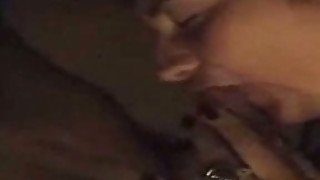 Amateur brunette turns off the light and sucks a dick for cum