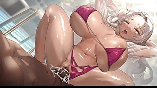 In public swimming pool hot swimming teacher in red bikini cowgirl fuck big dick 18+ anime hentai